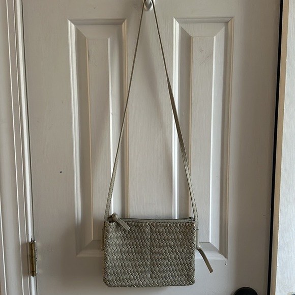 100% Leather Madewell Sage Green The Knotted Woven Crossbody Purse Bag - Picture 3 of 8